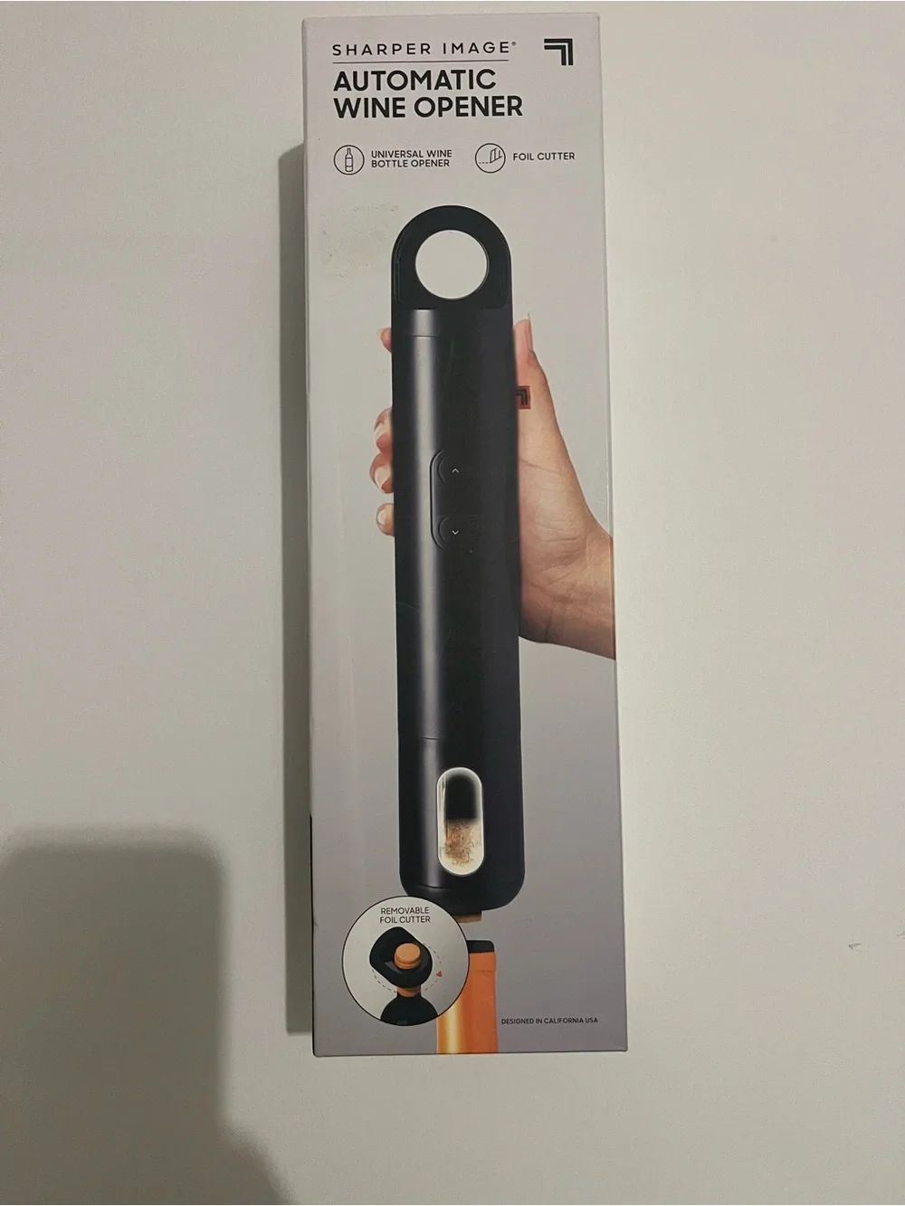 Sharper Image Black Automatic Wine Opener with Foil Cutter